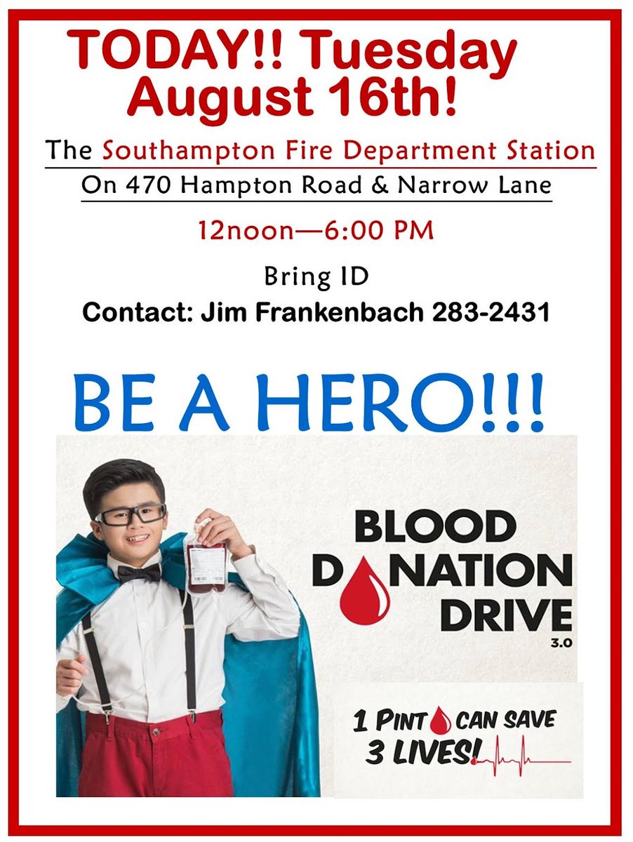 SouthamptonCofC's tweet photo. Blood drive today! https://t.co/Efm1hkd11o