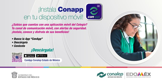 ConalepBQA's tweet photo. Estimados Padres de Familia los invitamos a descargar la aplicación móvil Conapp PARENTS la cuál te permitirá recibir información académica de tus hijos. !ES GRATUITA!
Ingresa 👇
https://t.co/d5XmDZ8YjC
@israeljeronimol
@MarlonM202
@Conalep_Edomex https://t.co/s7VXuvP39p