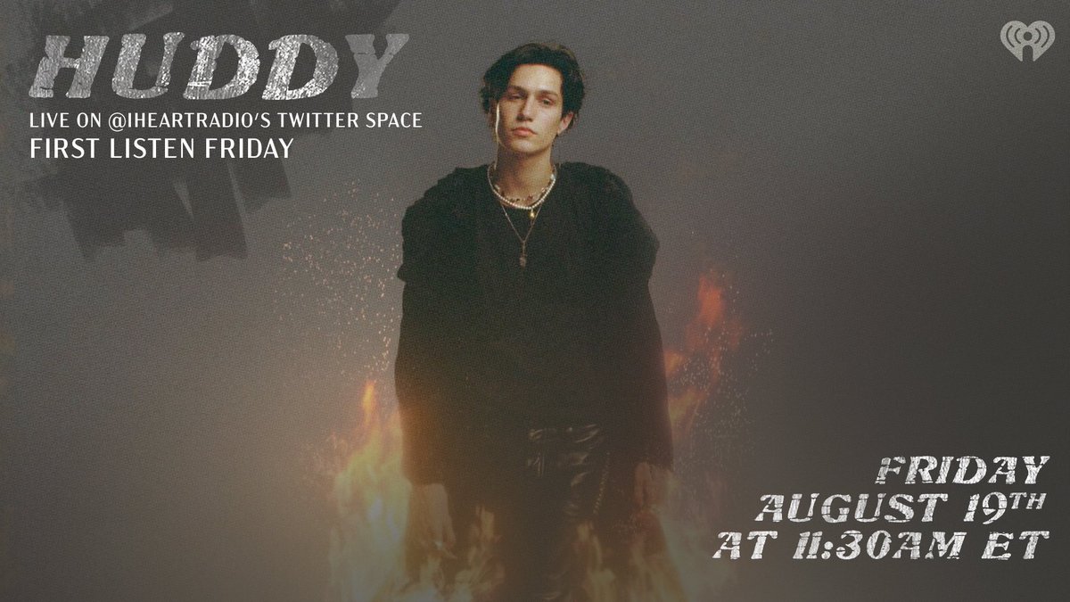 iHeartRadio's tweet photo. Can’t wait to have @xhuddy join us this week on “First Listen Friday!” 🔥

Listen LIVE on our @TwitterSpaces at 11:30am ET! Set a reminder: https://t.co/BSjYhZuoVB https://t.co/CctMOKPKBC