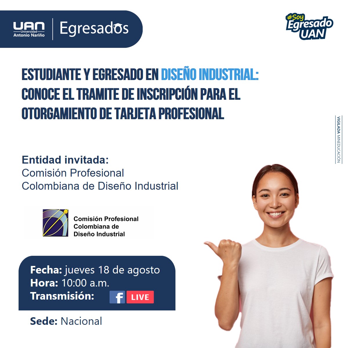 Cdisenoi's tweet photo. 🚀 Los invitamos junto con la @di_uan
y @soyegresadouan para que hablemos sobre la @cpcdisenoi y el proceso de Inscripción y Otorgamiento de la Tarjeta Profesional

📅  jueves 18 de agosto de 2022

⏰ 10:00 a.m.

🌐 transmisión https://t.co/RIWXc3gM7y https://t.co/Ho7HxVMuxU