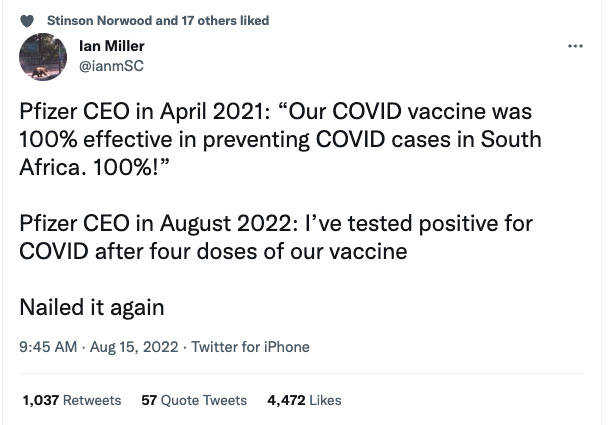thereal_truther's tweet photo. Does @ianmSC not understand the study he was referring to was during Alpha, when the vaccine had strong efficacy vs. infection & that later variants decreased that efficacy?
Why does he think this is some "gotcha?"
#IanMillerFactCheck https://t.co/X9Walci3JY