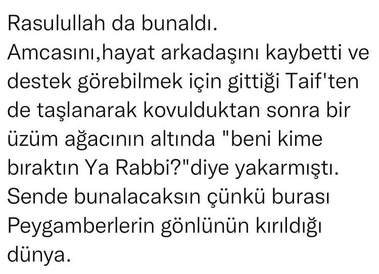 “Çünkü burası peygamberin gönlünün kırıldığı dünya.”