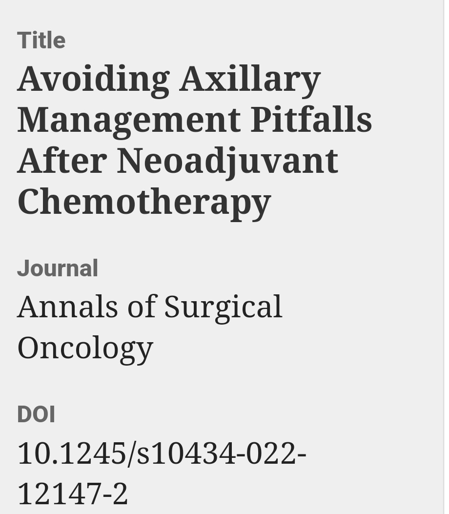 DrTedJames's tweet photo. We just published this report on targeted node dissection. Using strategies to verify removal of biopsy proven positive lymph nodes can improve outcomes in breast cancer surgery.
#BreastCancer
#axillarynodes https://t.co/1EPbsyeXHu