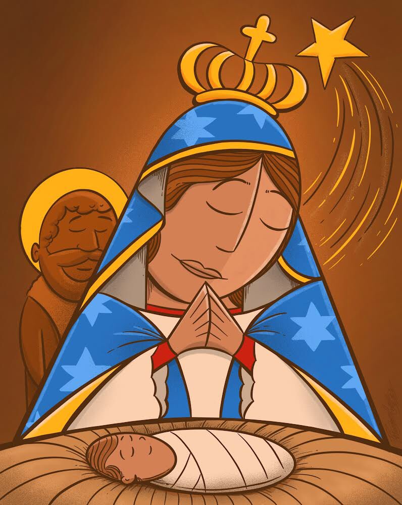 poteleche's tweet photo. Después de los bocetos que compartí ayer me quedé con todas las ganas de ver cómo quedaba Tatica coloreada, y aquí está. Nuestra Señora de la Altagracia. https://t.co/yzGhYwAFO9