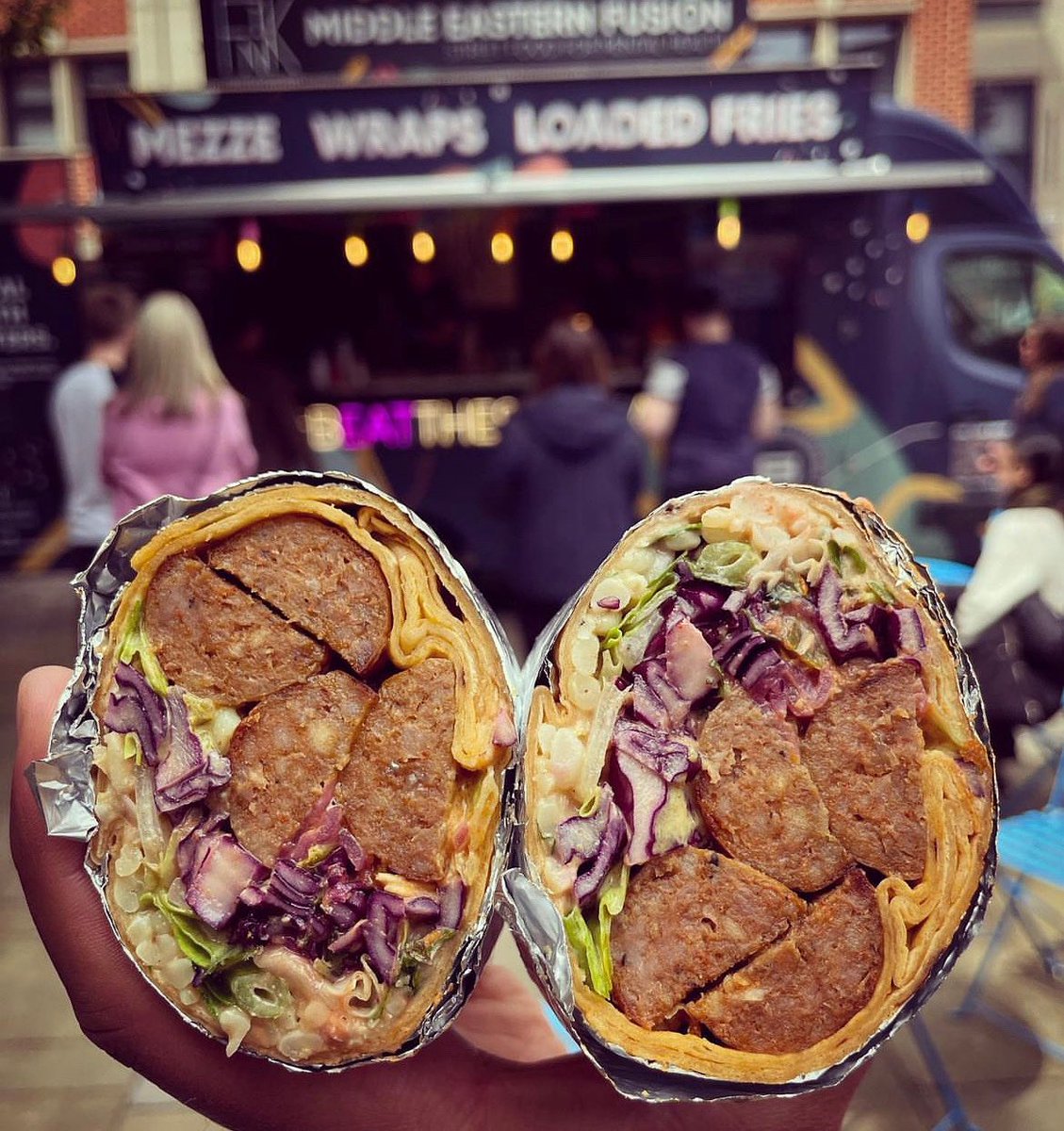 We’re all for the latest creation from <a href="/finkstreetfood/">Fink Street Food</a>: Middle-Eastern lamb sausage combined with homemade sauces, salads &amp; their fiery jalapeno chimmichurri 💪 Find them in Market Place this Weds alongside Sharian’s Jamaican, The Berlin Doner, Krua Koson, Dirty Snax &amp; Bake &amp; BBQ