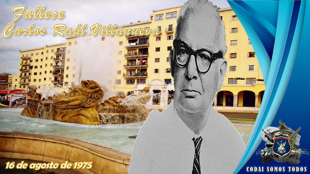 CODAI_FANB's tweet photo. 🗓️#16Ago de 1975 falleció en Caracas Carlos Raúl Villanueva, reconocido como uno de los más importantes arquitectos del siglo XX, considerado el máximo exponente e impulsor de la arquitectura moderna en Venezuela. #MaestrosYObrerosDeLaPatria #CODAISomosTodos https://t.co/1JW1nx6ExN