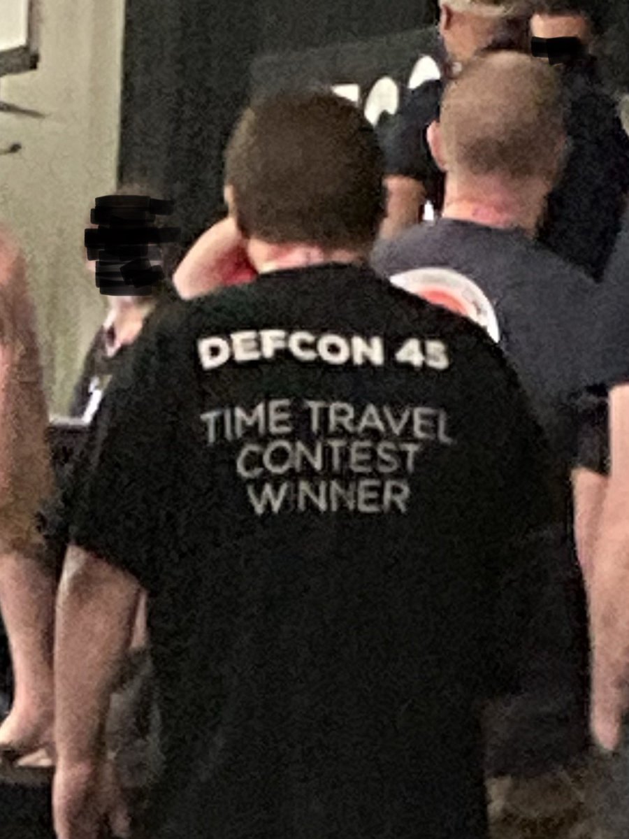 UlicBelouve's tweet photo. This was one of the best shirts I saw at @defcon . I’m pretty sure they’ll get an awesome prize package in 15 years. Let me be one of the first (timeline wise) to congratulate you on your contest win! https://t.co/vghZrFe0uP