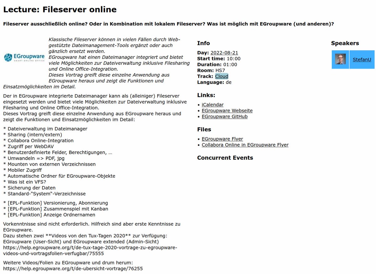 egroupware's tweet photo. 🇩🇪 FrOSCon Samstag/Sonntag 20./21. August 2022
in Sankt Augustin (bei Bonn), HS Bonn-Rhein-Sieg
Vortrag: Fileserver online
https://t.co/AXFvCQPg38
Sehenswert!: Das FrOSCon-Programm:
https://t.co/Q03rPDknfI
#opensource #cloud #LibreOffice #FrOSCon17 #FrOSCon2022 #Linux @froscon https://t.co/TnJQM4pVb5