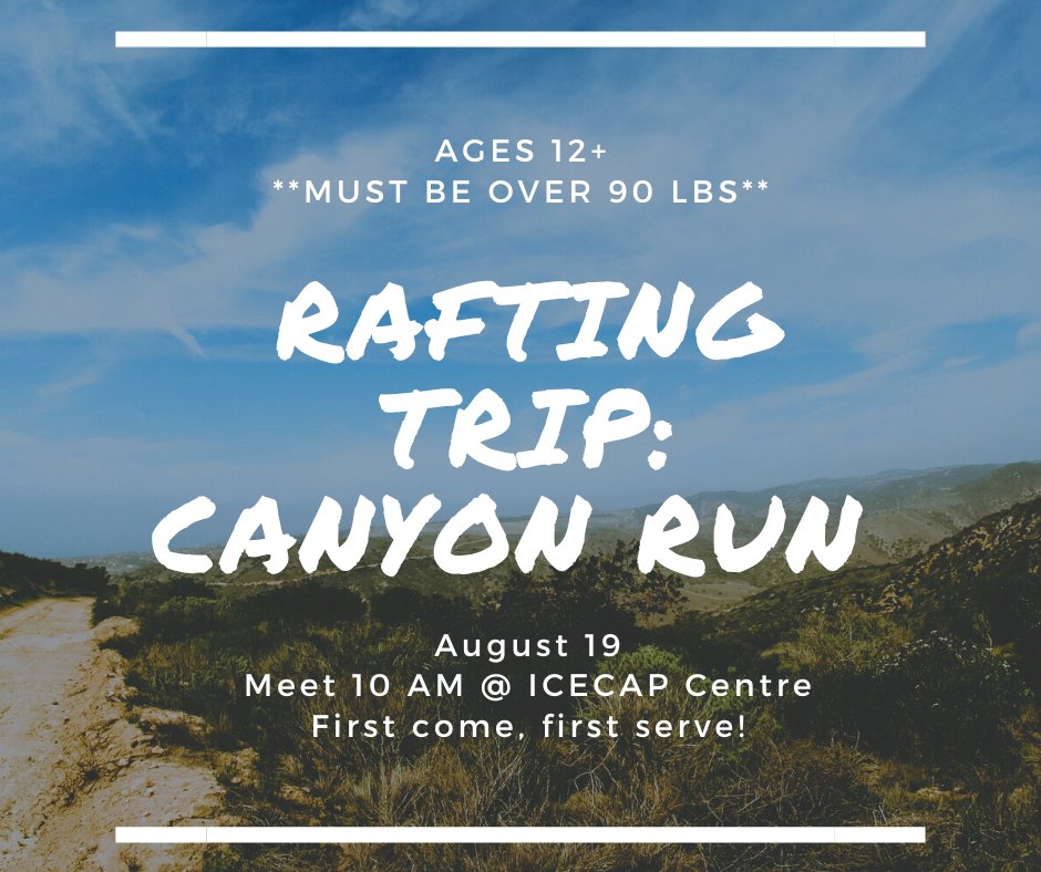 ICECAPCentre's tweet photo. River rafting trip! Sign up here to reserve your spot: https://t.co/Zxdcl7RYs2 https://t.co/ip196HrgP0