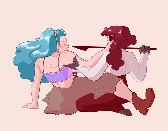 OLD art but im looking thru my files and i miss my 2021 ocs. lesbianism 