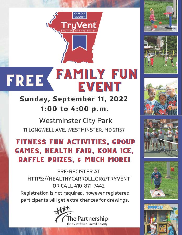 Carroll County PS (@ccpsk12) on Twitter photo Service-Learning Opportunity: The Partnership for a Healthier Carroll County is seeking student volunteers for the TryVent Family Fun Event. If interested please send an email to tcramer@lifebridgehealth.org. Service-Learning Opportunity: The Partnership for a Healthier Carroll County is seeking student volunteers for the TryVent Family Fun Event. If interested please send an email to tcramer@lifebridgehealth.org.