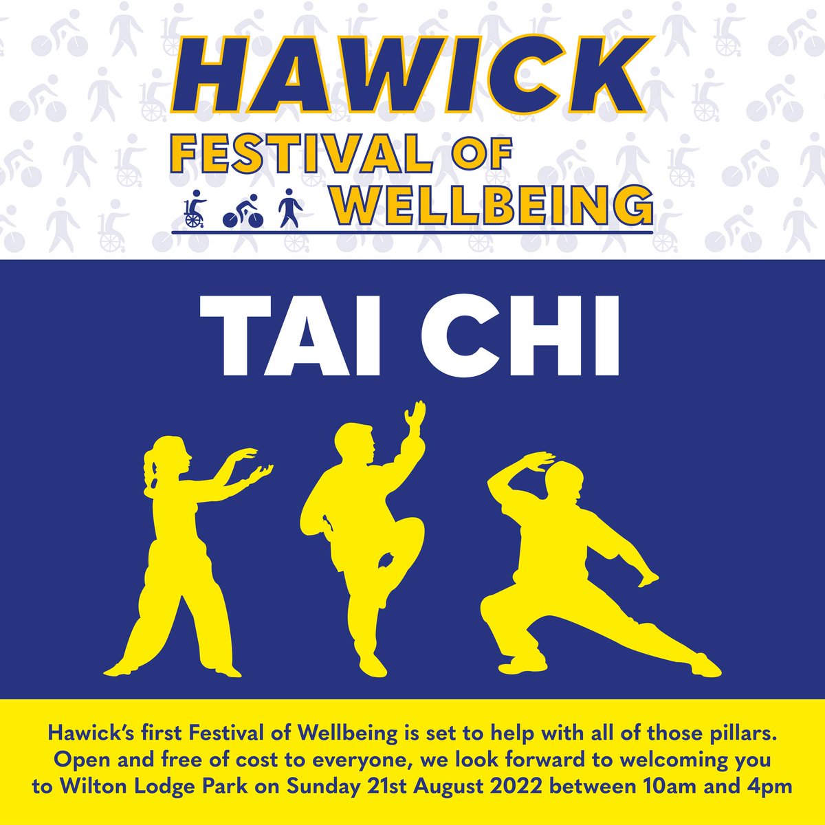 TAI CHI
Mike Henderson from Borders Tai Chi will be running Tai Chi demos and lessons throughout the day of the festival.
If you're curious about Tai Chi, come along and give it go, completely free to everyone.
Decreased stress, anxiety and depression.