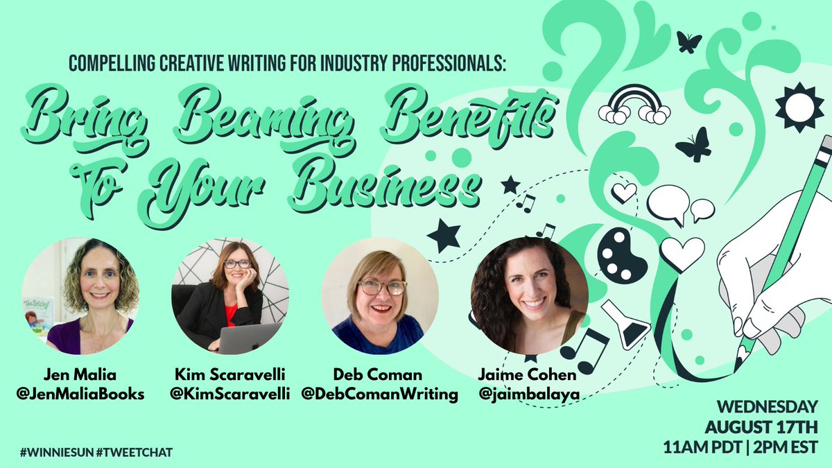 How can creative writing radiate 🌞 results for your business? 🤔
Join us TOMORROW at 11 am PT for the Compelling Creative Writing For Industry Professionals #WinnieSun #Tweetchat to Bring Beaming Benefits To Your Business! 🤩
We can't wait to see you there!🥳