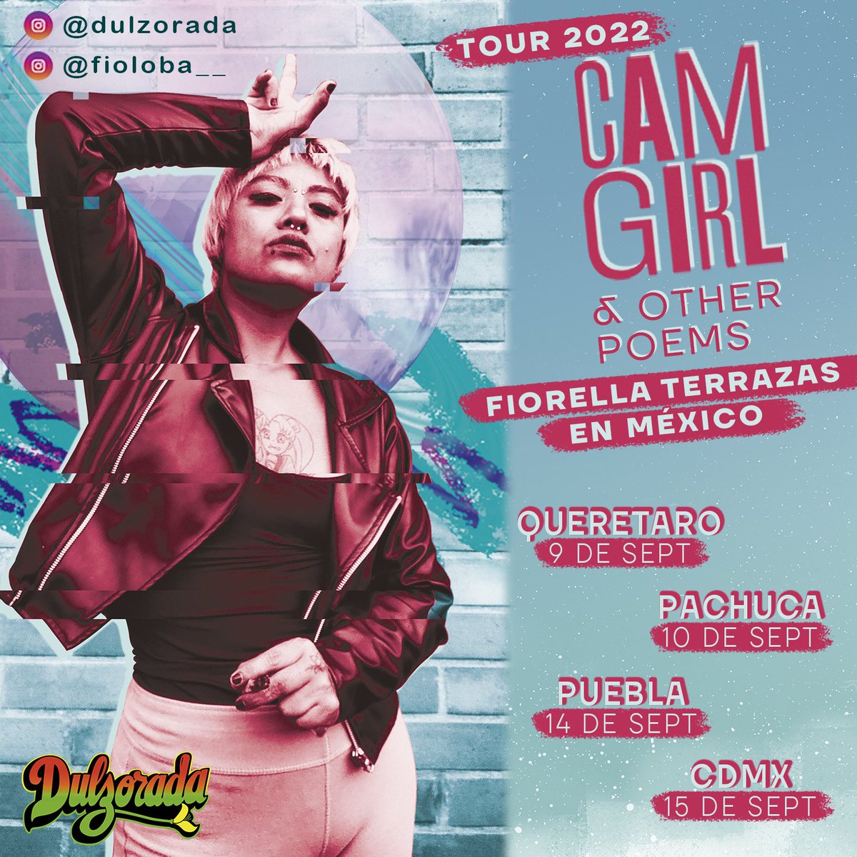 ⚡TOUR CAMGIRL 2022 ⚡
🇲🇽 FioLoba se va a Mexico en Septiembre! 🇲🇽
Despues de una exitosa temporada de presentaciones en Peru y Colombia, llevaremos la presentacion y performance de Cam Girl &amp; Other Poems (Dulzorada, 2021) a la territoria Mexicana.
