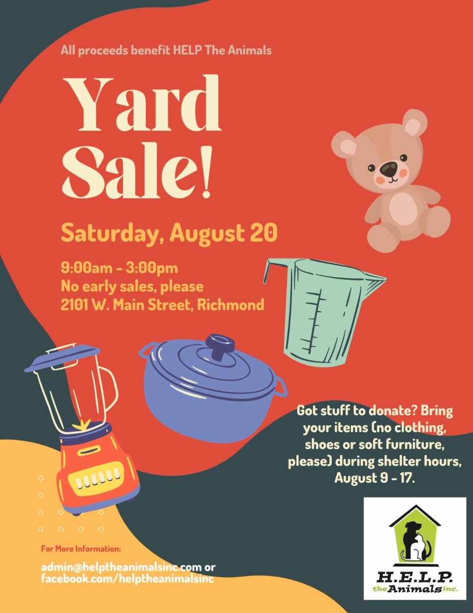 Coming up this Saturday. HELP the Animals, Inc. 
#wnw🐾