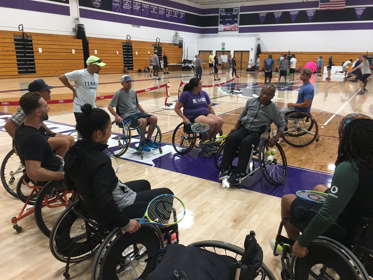 adapt4pe's tweet photo. An awesome PD with help from Rocky Mountain Tennis Center coaches and student athletes! #wheelchairtennis https://t.co/0cfrLhGkt3