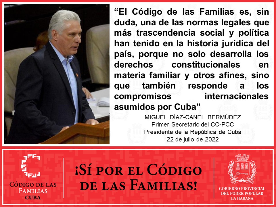 #VotemosSí por el #CódigoDeLasFamilias. #LaHabana, capital de #CubaPorLaPaz. <a href="/gobhabana/">Gobierno La Habana</a> <a href="/AsambleaCuba/">Asamblea Nacional Cuba</a> 
<a href="/DiazCanelB/">Miguel Díaz-Canel Bermúdez</a> <a href="/MMarreroCruz/">Manuel Marrero Cruz</a> <a href="/DrRobertoMOjeda/">Dr. Roberto Morales Ojeda</a> <a href="/torres_iribar/">Luis Antonio Torres Iribar</a>