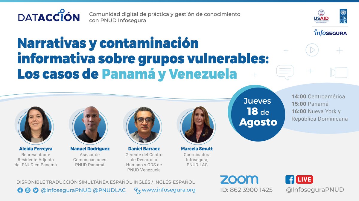 #DATACCIÓN | 📡¿Ya te inscribiste? >> bit.ly/3bQicLH 

📺Acompáñanos este jueves para conocer cómo afecta el lenguaje y la construcción de mensajes a  grupos vulnerables. Tenemos un panel espectacular para entender las narrativas en #SeguridadCiudadana: