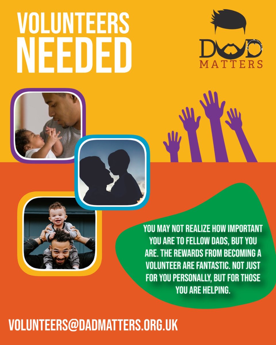 If your a dad who’s had experience with Dad Matters in the past and would like to help other dads, who are in a current situation you have been, then we would love to hear from you, your help and input can be invaluable.​​​​​​​​
What you’ll be doing as a volun