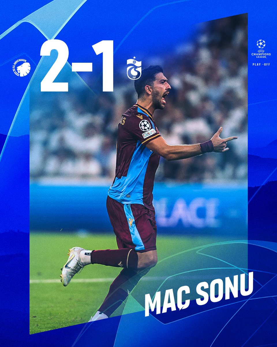 ⏱️ 90' Karşılaşma sona erdi. FC Kopenhag 2-1 Trabzonspor  #FCKvTS