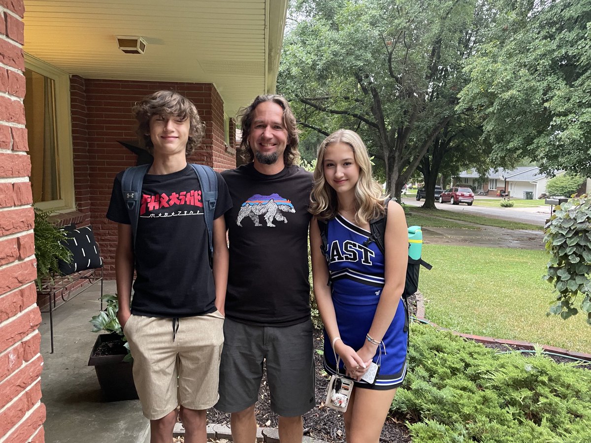 First day of 8th and 11th grade. FYI: my son is standing on a doormat 😉