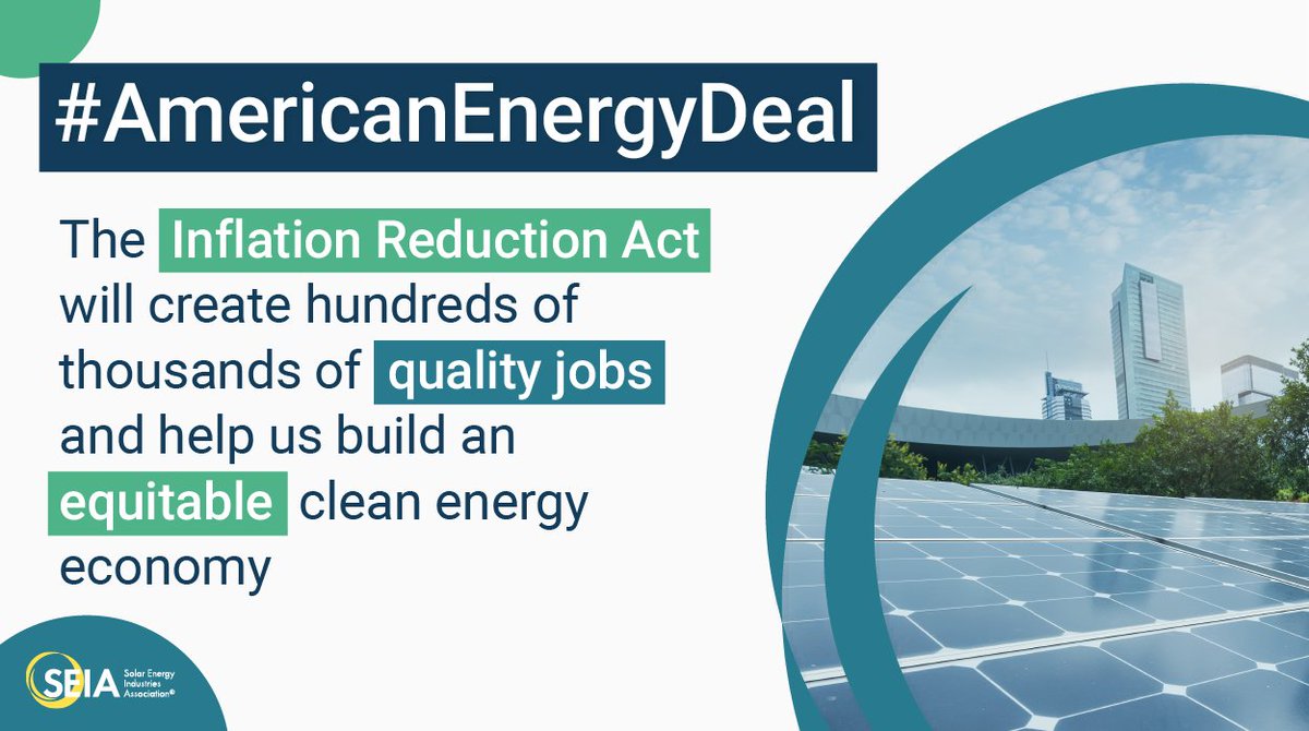 bluewavesolar's tweet photo. The Inflation Reduction Act will dramatically scale #solar + #storage deployment and manufacturing, and includes important environmental justice provisions to ensure an equitable transition to a clean energy economy. #AmericanEnergyDeal https://t.co/D9OkQB4MVn
