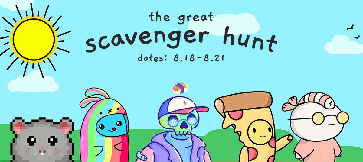 FoodFightersU's tweet photo. Join us THIS WEEKEND for the Great Scavenger Hunt 🔎 Gather your frens and explore the interweb3 through our Discord servers for clues! What awaits at the end of the journey?

@SubwayRatsNft @meemosworld @TastyBonesNFT @FortuneFriends_ 

for more info 👇
https://t.co/SJbhv9hNxa https://t.co/Hw8yniPF2N