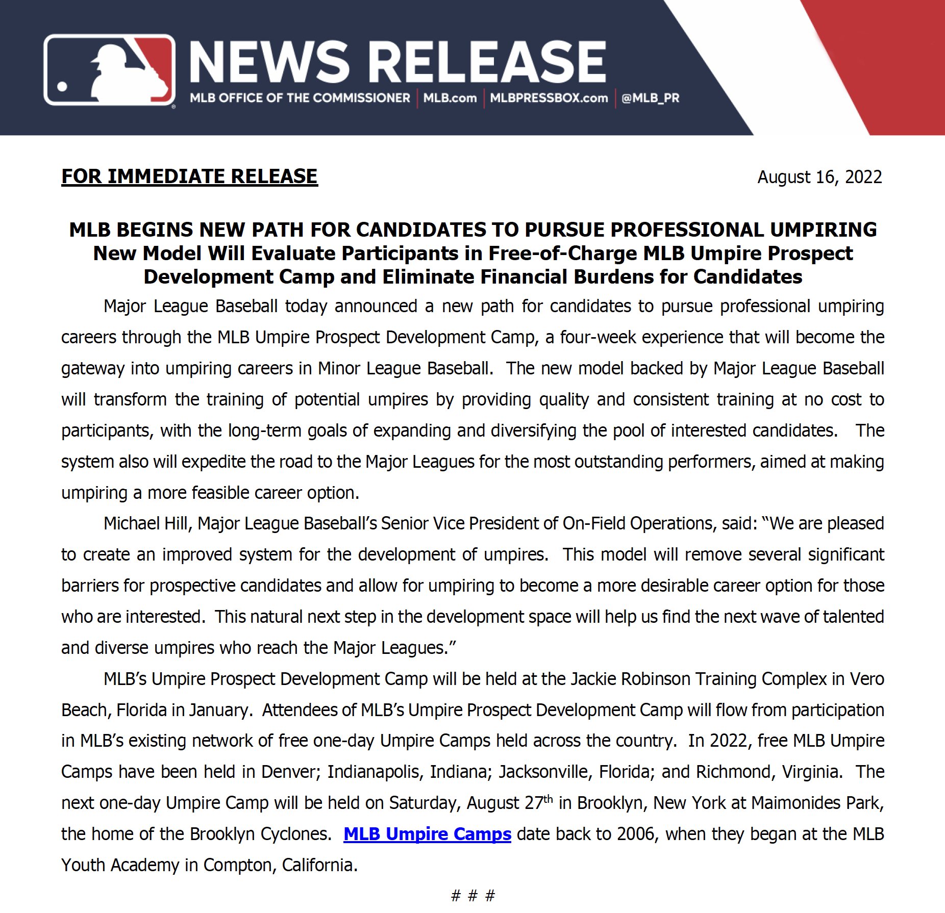 MLB Communications on Twitter "A new path for candidates to pursue
