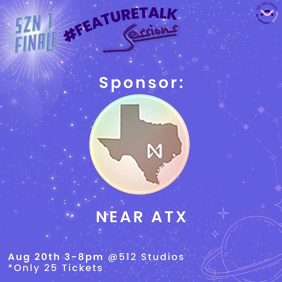 YouniStreaming's tweet photo. SZN 1 Finale of #FEATURETALK Sessions ATX. [Day 1] - @NEAR_ATX 

Thanks to The sponsorship from NEAR, the performing musicians can make all revenue form ticket sales and have ZERO costs. This is a dream!! Thank you NEAR! And more specifically, thank you to Chloe! https://t.co/H9vTfyyN7u