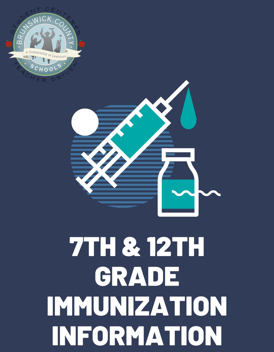 Please visit the Brunswick County Schools website for information on required immunizations for all seventh and twelfth-grade students!

bcswan.net