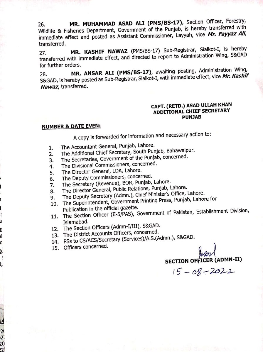 Transfers postings of PMS officers in Punjab. <a href="/APPMSA2/">All Pakistan Provincial Civil Services Association</a> <a href="/PMScivilservant/">Tariq Awan</a> <a href="/PMSPUNJAB/">PMS Officers Association of Punjab.</a>
