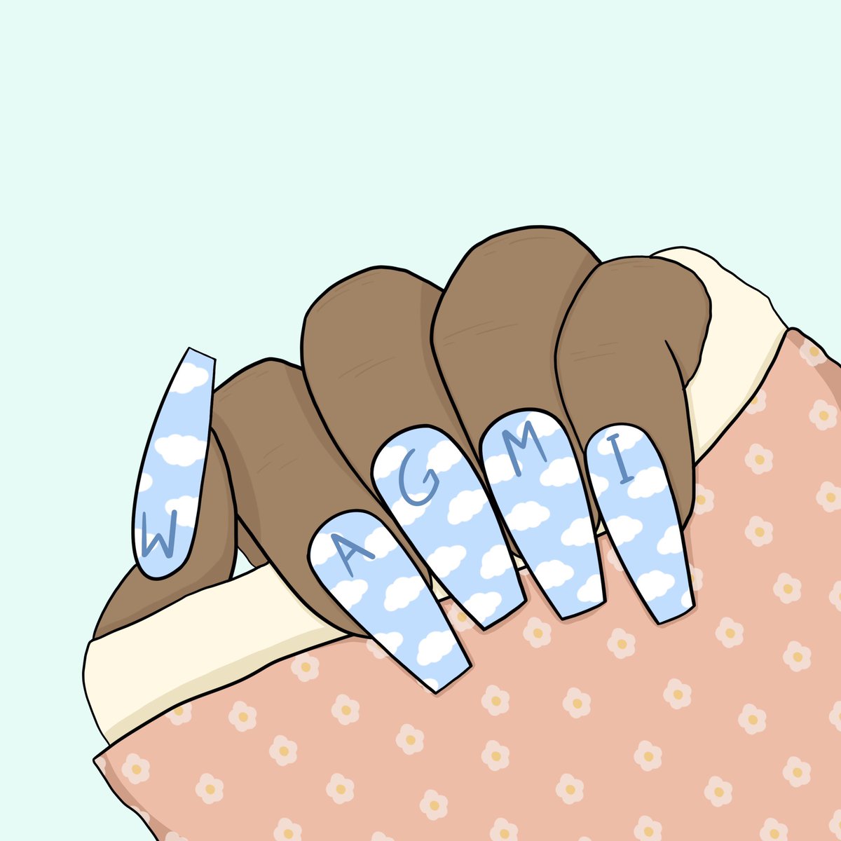JSTVBSART's tweet photo. The only nails I want right now ✌️#nftcommunity #WAGMI #positivity #PositiveVibesOnly #WomeninNFTs https://t.co/tuqnCjVhJ1