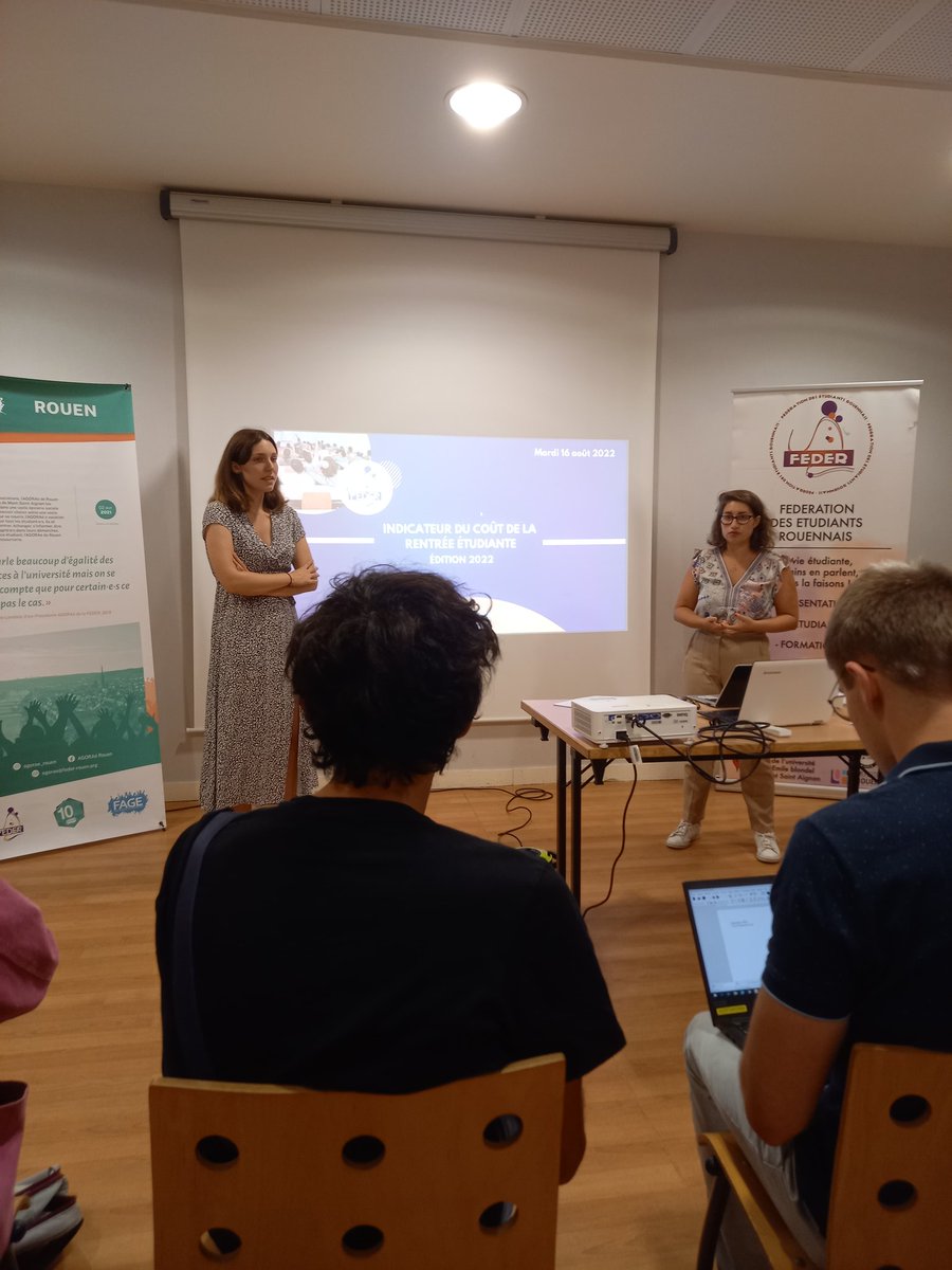 AnnaPrual's tweet photo. #Rentrée2022 | @La_FAGE était présente aujourd'hui à la conférence de presse de @la_feder 
L'occasion de présenter le #coûtdelarentrée des étudiant.e.s du territoire haut-normand qui augmente de 4,8 % cette année https://t.co/5TQbB4p0Z3