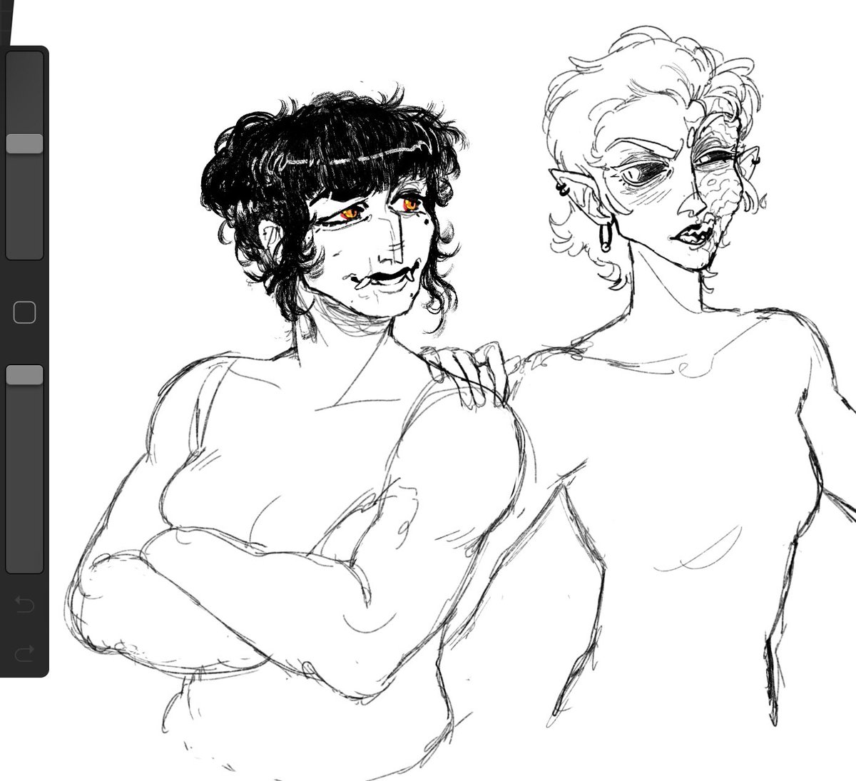 its funny how my drawings take 200 years because i get too into the faces and don't actually plan what poses i want . whatever. its fine