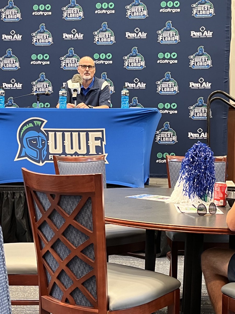 ⁦@PeteShinnick⁩ starting off the UWF media day on campus. The Argo Nation is excited about having our first game of the season on September 3rd.