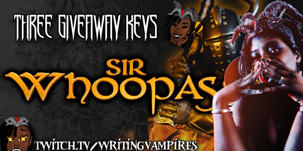 writingvampires's tweet photo. I was lucky enough to receive a key to this badass-looking game #sirwhoopass by the cool folks at #atomicelbow!
I also have three keys to the game to giveaway tonight on stream!
Be there at 4pm EST and give me your blood! 🩸
https://t.co/gr5nQ2qjTq🖤🦇🩸 https://t.co/TtPrWRpAvW