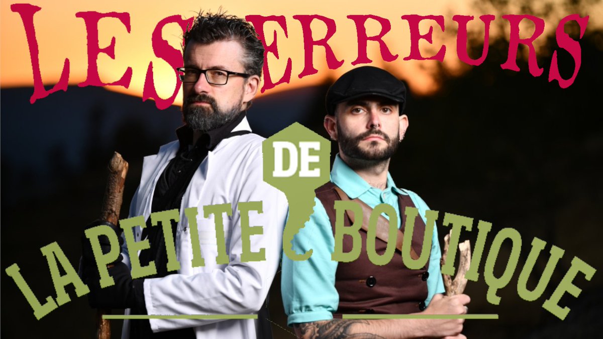 Visuel où on voit Acermendax et Vled Tapas de la Tronche en Biais en cosplay maître/disciple et avec marqué en gros "les erreurs de la Petite Boutique"