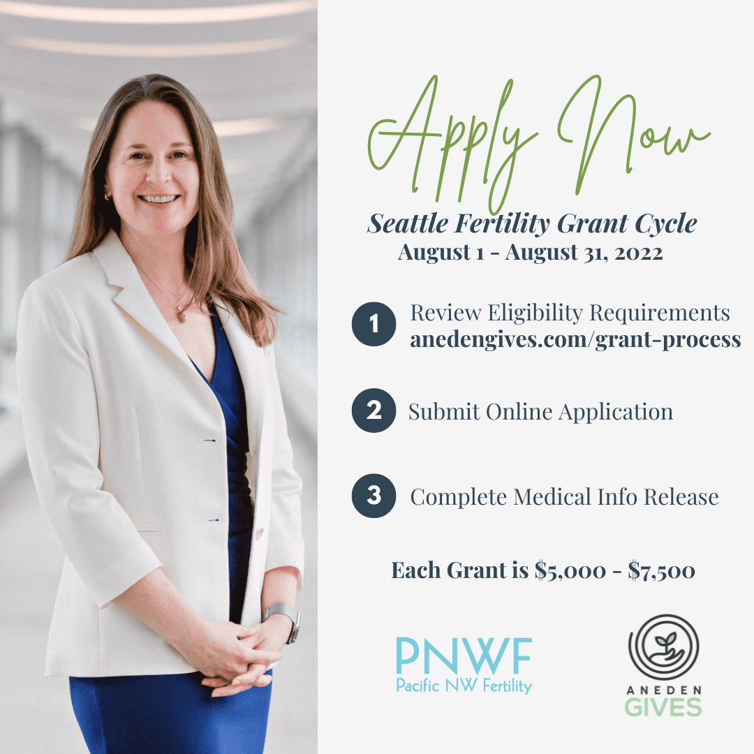 AnedenGives's tweet photo. We are proud to be in partnership with @pacificnwfertility and @drlorashahine.
The 2022 Seattle Fertility Grant application window is open until August 31, 2022. Apply at https://t.co/a6Hpnwq6AK.
#AnedenGivesFertilityGrants #PNWF
#fertilitysupport #IVF #InfertilityTreatment https://t.co/MUmjLTdfOe