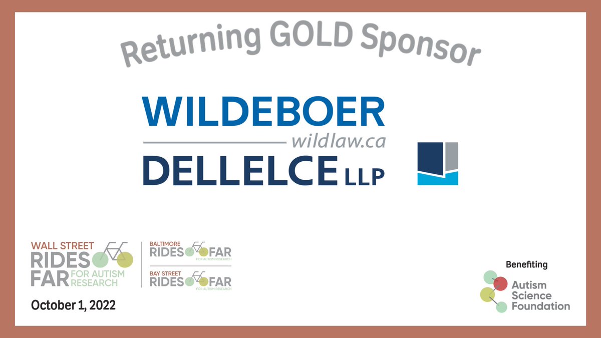 wsridesfar's tweet image. Welcome back @wildlaw to #RidesFAR! Wildeboar Dellelce is built on the principle of innovating the entrepreneurial force for legal practice. Their investment in @AutismScienceFd aligns with their innovative spirit as ASF innovates autism research. See you at @BayStRidesFAR!