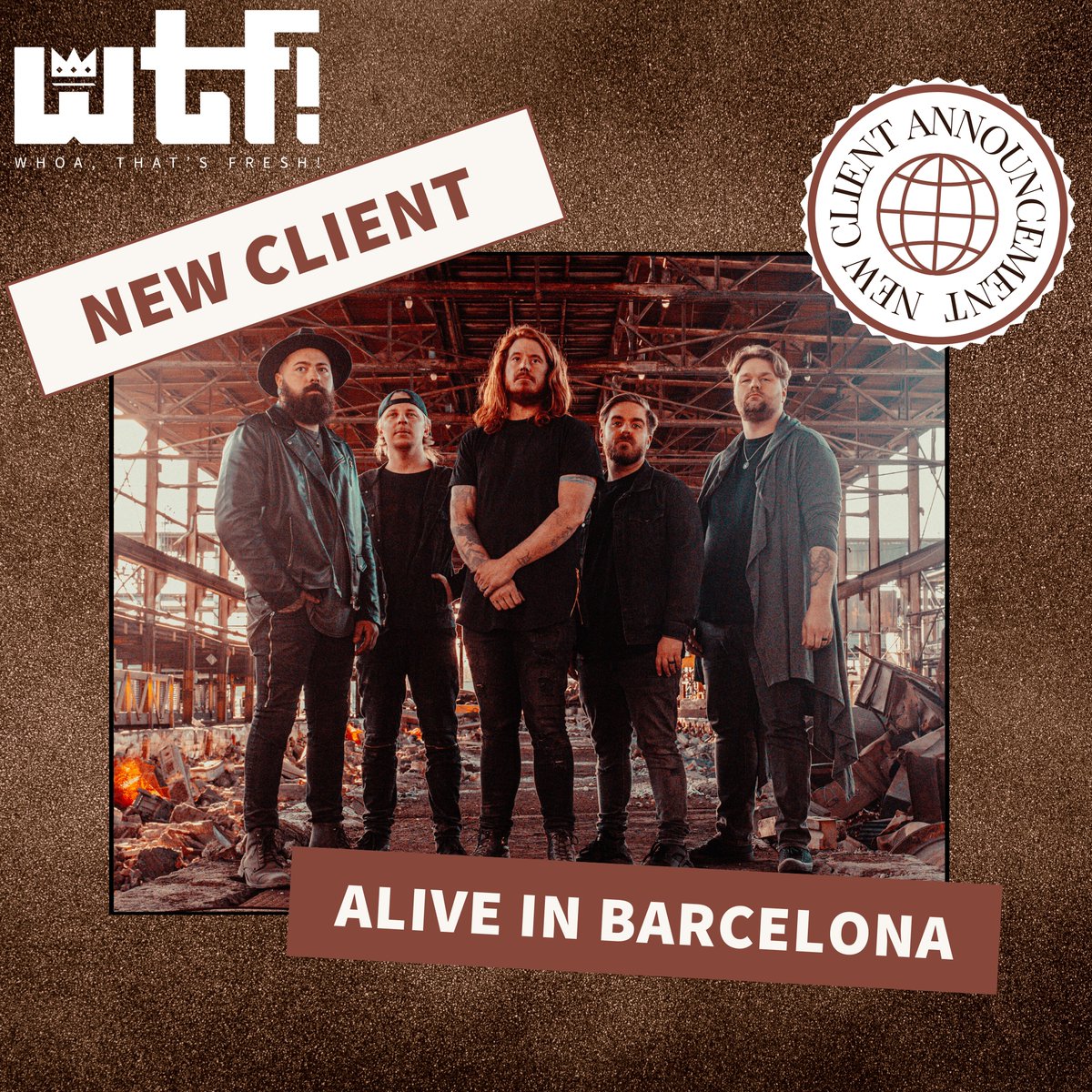 We are excited to announce that <a href="/AIBrockOfficial/">Alive in Barcelona</a> has joined the WTF! family! Since signing with <a href="/smartpunk/">Smartpunk</a> in 2018, the band's been hard at work. With a new EP on the way, the band has narrowed in even more on their desire to inspire hope + show their fans that they aren't alone.