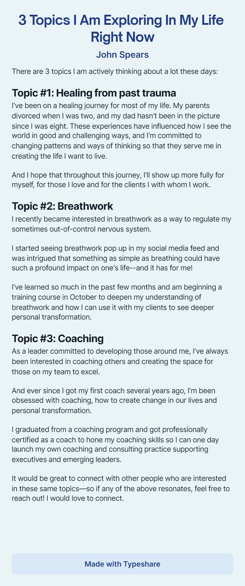 3 topics I'm exploring right now.