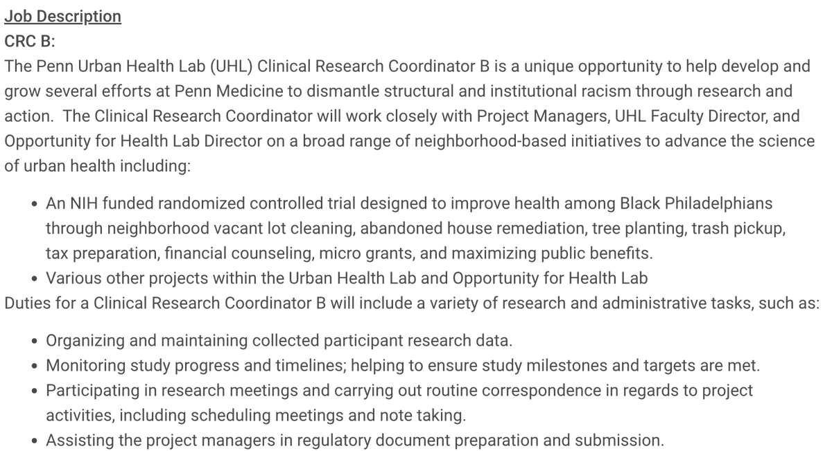 Join our team! We are partnering with the Penn Urban Health Lab (@Eugenia_South) on the IGNITE study (pennmedicine.org/news/news-rele…) and are hiring a clinical research coordinator! Posting here! wd1.myworkdaysite.com/recruiting/upe…