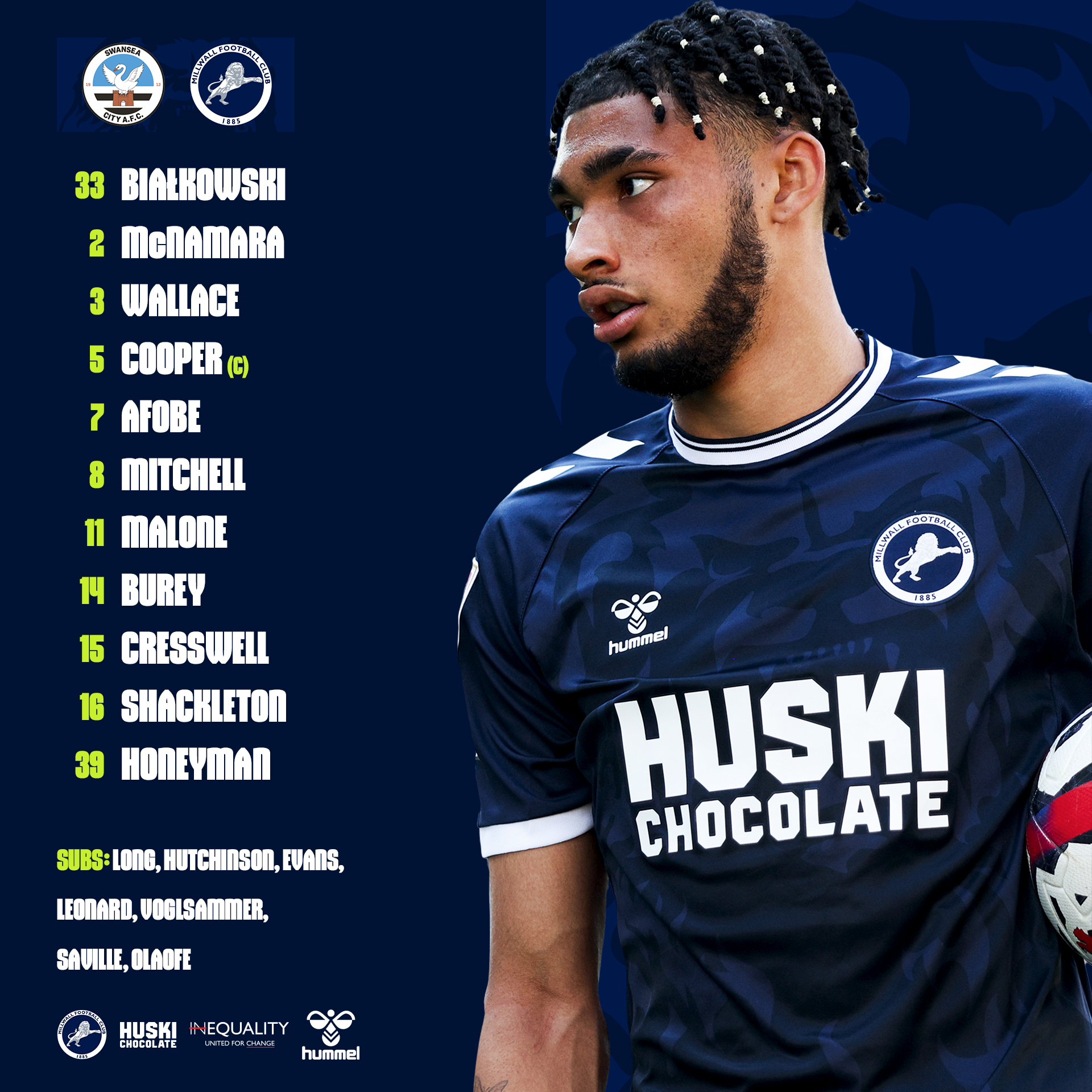 Millwall FC on X: ☝️ change for #Millwall 🔹 Tyler Burey starts 🔹 Andreas  Voglsammer makes the bench  / X