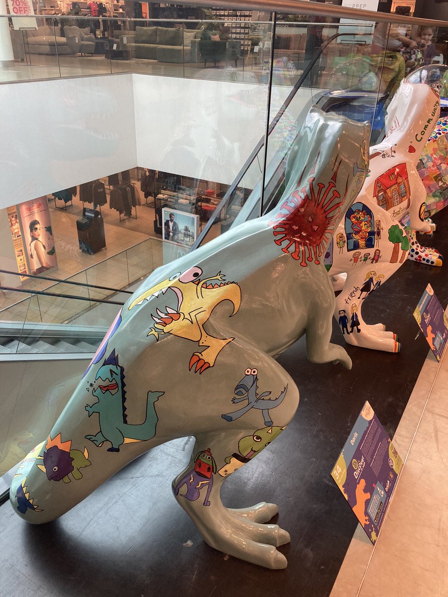 KESAmfl's tweet photo. Lovely to visit the @kesacademy decorated dinosaur in the Forum in Norwich today 👏🏻👏🏻👏🏻 on some beautiful artwork 😊 https://t.co/XrFos7Ymi0
