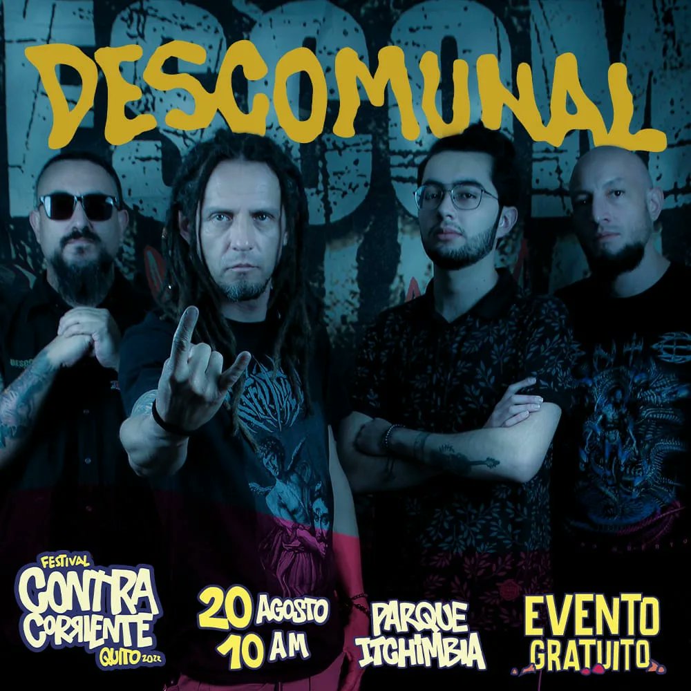 Descomunal593's tweet photo. Sábado 20 de agosto Descomunal presente en el @ContraCQuito, celebrando los 15 años del disco Invalorable.
Parque Itchimbia, escenario B a las 5:30pm.
.
#Gira20Años 
#Invalorable15Años https://t.co/Dz7q0NTwW4
