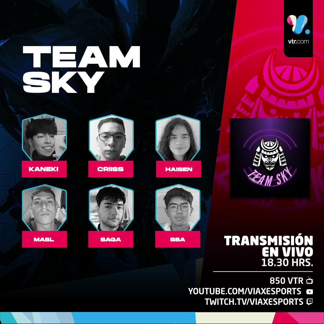 viaxesports's tweet photo. El Torneo #ValorantReload @VTRChile sigue sumando partidas electrizantes ⚡ HOY compiten frente a frente en la fecha 3 del grupo C:
🔥 #TeamRyodan vs #TeamSky 🔥
Participa junto a @LaMinnifer @Nholograma y @WrightOneFGC 😉
⏰ 18:30 hrs. EN VIVO
📺 850 VTR | 236 WOM https://t.co/OZJTwr6hGo