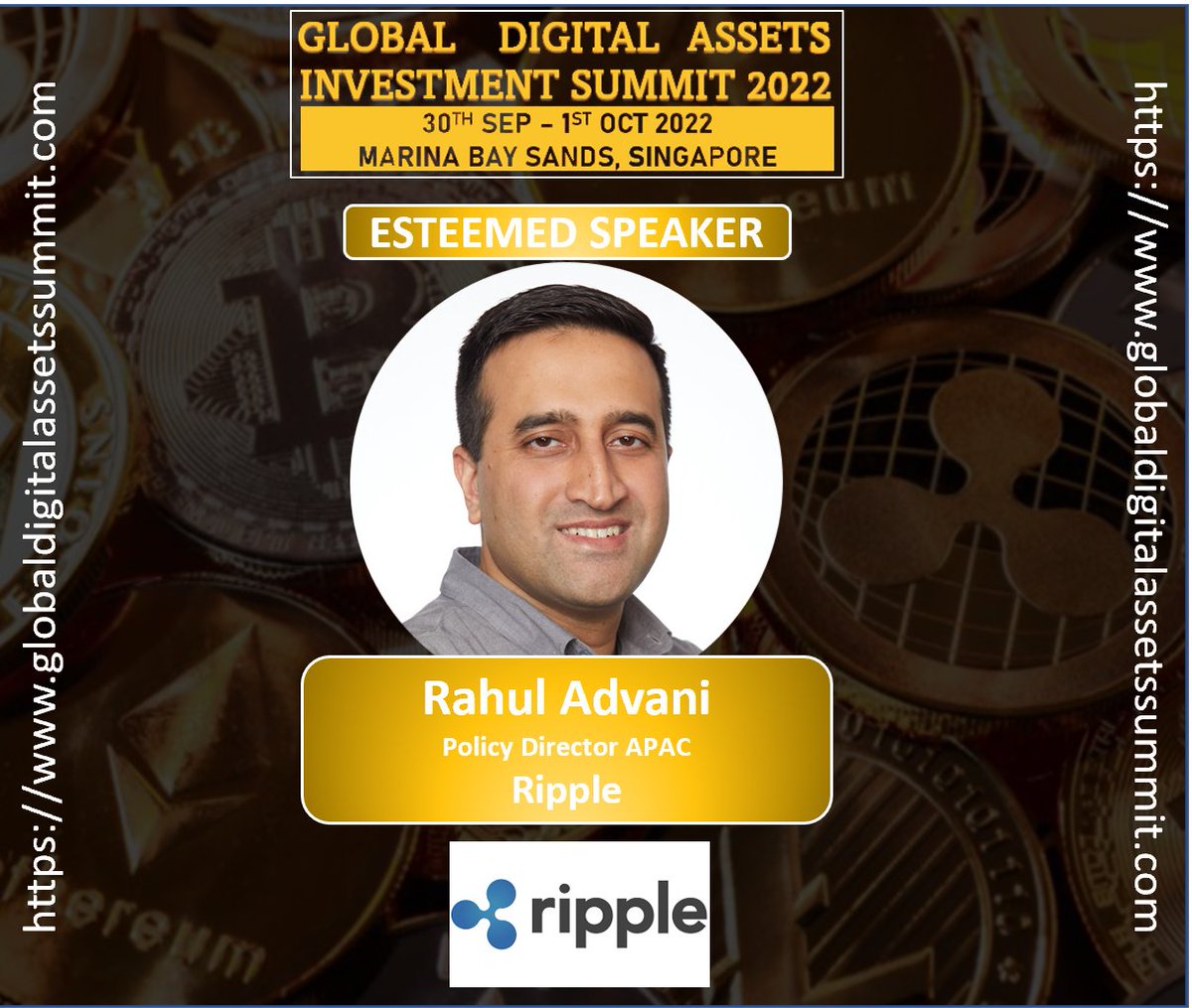 digital_asets's tweet photo. Rahul Advani, Policy Director, @Ripple  to join Global Digital Assets Investment Summit as a Speaker
Register Now to Attend Global Digital Assets Investment Summit(https://t.co/ayl0naGMY1)
#digitalassets #BITCOIN #NFT #Metaverse #virtualassets #CBDCs #ripple #investments https://t.co/iJH2VWGoGN
