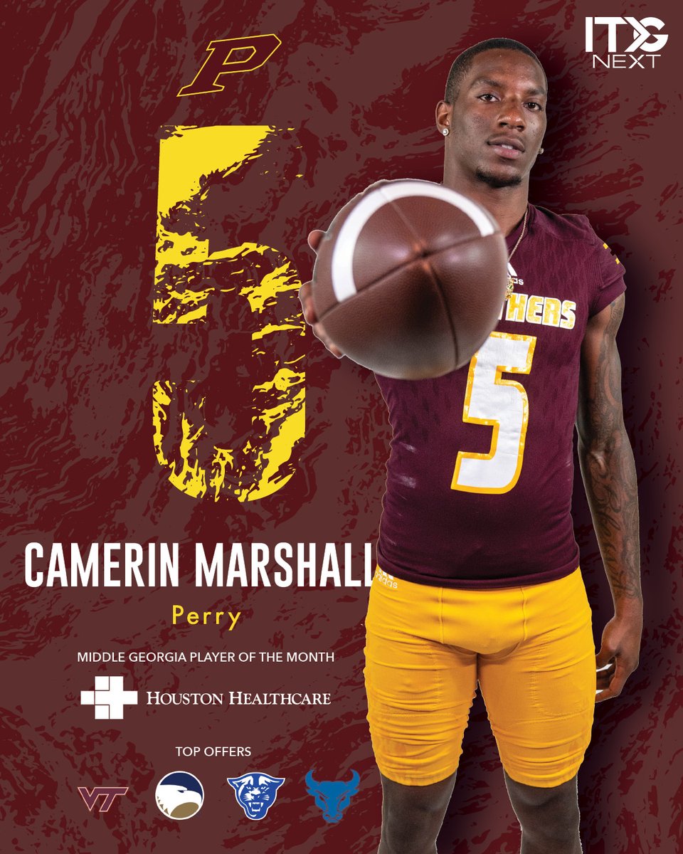 itgnext_georgia's tweet photo. @CamerinMarshall from Perry High School is the Houston Healthcare Middle Georgia Player of the Month! #Sponsored 

@HoustonHealthGa @Perry_Panthers @PHS_Football1 https://t.co/FVyzoYHs3k