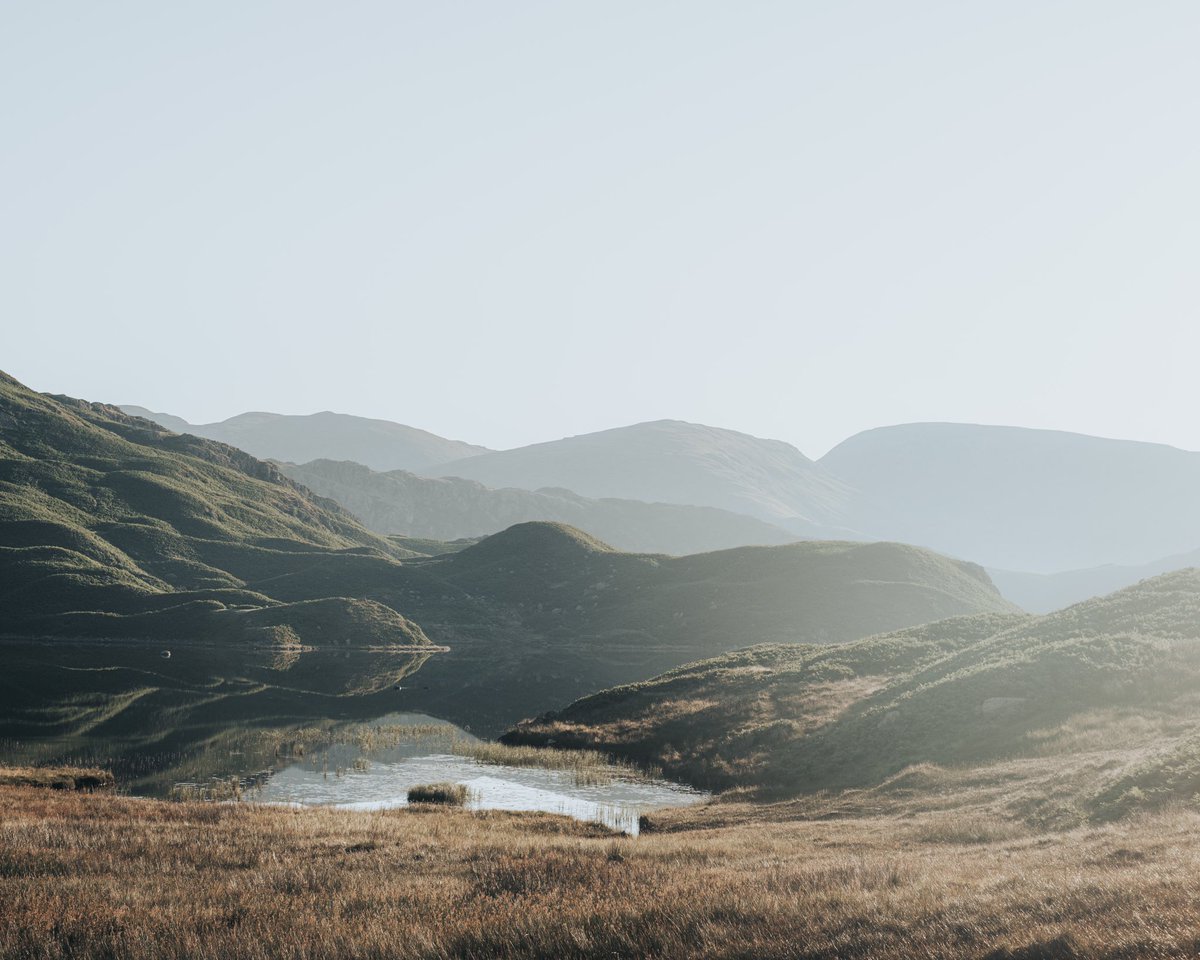 Hazy morning light over Easedale Tarn during last week’s heatwave 
#LakeDistrict #Grasmere #Cumbria