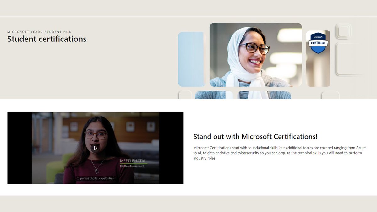 8 Free Microsoft Certifications for Students
✅✔️ AZ900 - Introduction to Azure Fundamentals
✅✔️DP900 - Microsoft Azure Data Fundamentals
✅✔️AI900 - Microsoft Azure AI Fundamentals
✅✔️SC900 - Microsoft Security, Compliance, and Identity Fundamentals

aka.ms/msfreecert4stu…